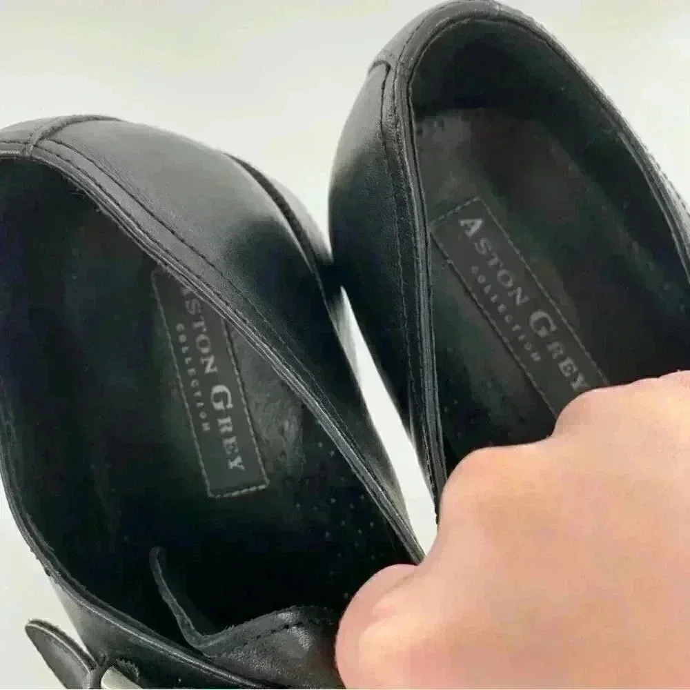 Ashton Gray mens dress shoes size 11 black leather monk strap